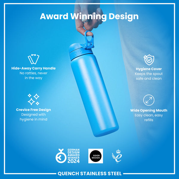 Botella de agua antifugas de 1 litro, acero inoxidable, azul, 1L