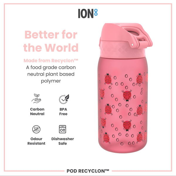 Botella de agua antifugas para niños, Recyclon, Mariquitas, 350ml (12oz)