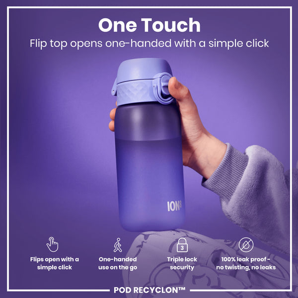 Botella de Agua Antifugas para Niños, Recyclon, Morado Claro, 350ml (12oz)