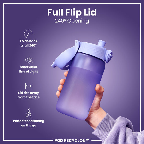 Botella de Agua Antifugas para Niños, Recyclon, Morado Claro, 350ml (12oz)