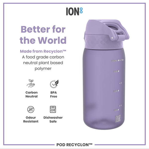 Botella de Agua Antifugas para Niños, Recyclon, Morado Claro, 350ml (12oz)