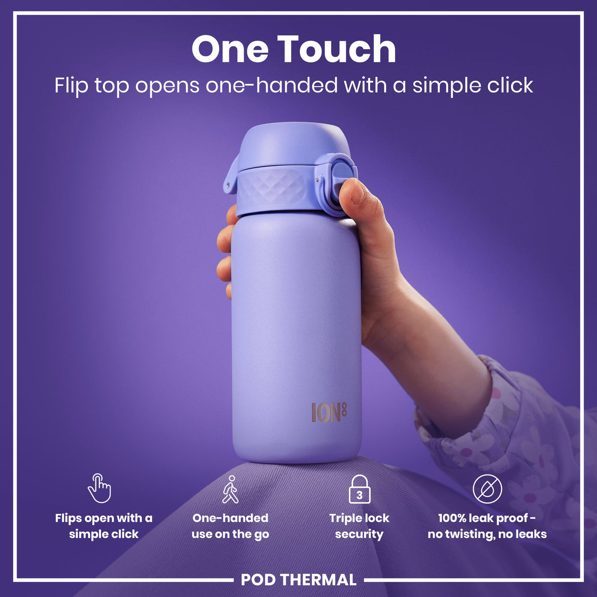 Botella de agua térmica de acero antifugas, con aislamiento, morado claro, 320ml (11oz)