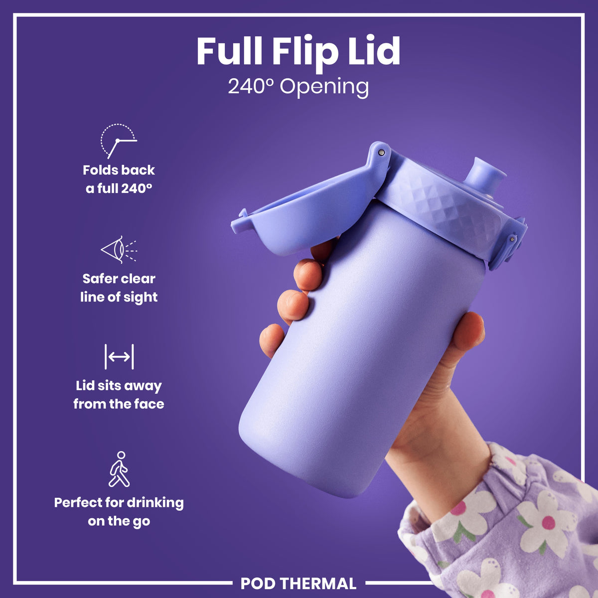 Botella de agua térmica de acero antifugas, con aislamiento, morado claro, 320ml (11oz)