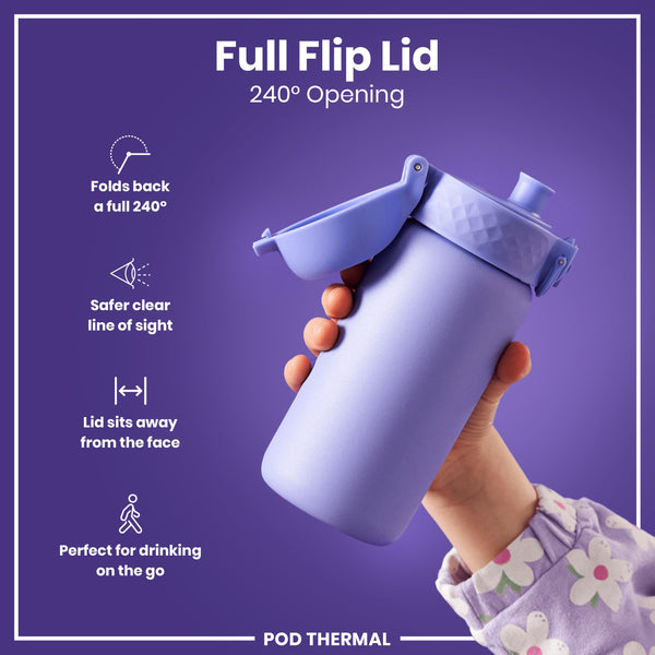 Botella de agua térmica de acero antifugas, con aislamiento, morado claro, 320ml (11oz)