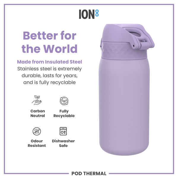 Botella de agua térmica de acero antifugas, con aislamiento, morado claro, 320ml (11oz)