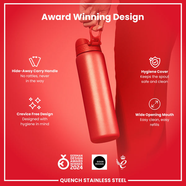 Botella de agua de acero inoxidable, antifugas, roja, 1L