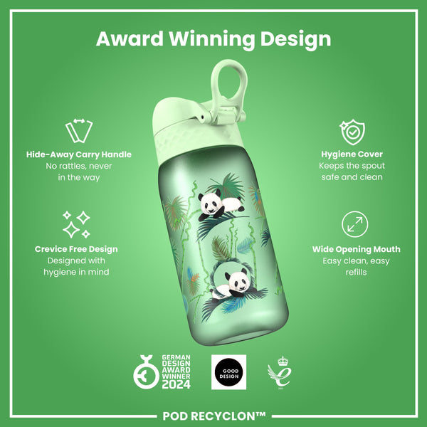 Botella antifugas para niños, Recyclon, Pandas, 350ml (12oz)