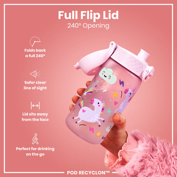 Botella de Agua antifugas para Niños, Recyclon, Unicornios, 350ml (12oz)