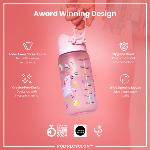 Botella de Agua antifugas para Niños, Recyclon, Unicornios, 350ml (12oz)