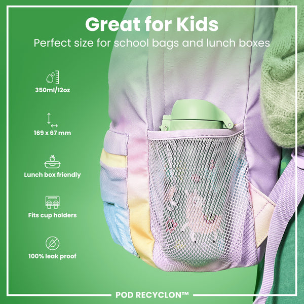 Botella de agua antifugas para niños, Recyclon, Llamas, 350ml (12oz)