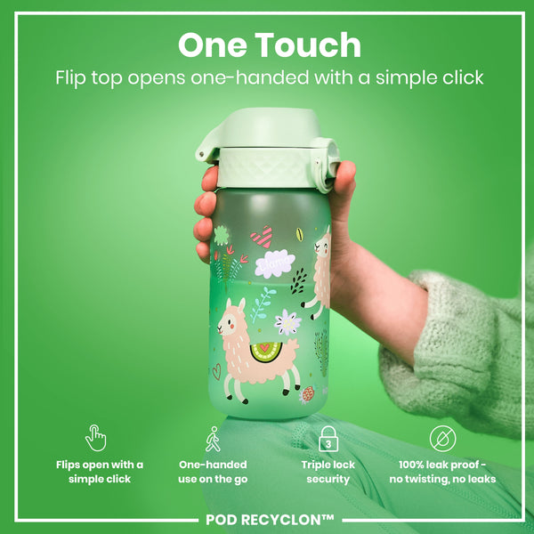 Botella de agua antifugas para niños, Recyclon, Llamas, 350ml (12oz)