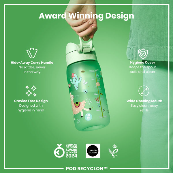 Botella de agua antifugas para niños, Recyclon, Llamas, 350ml (12oz)