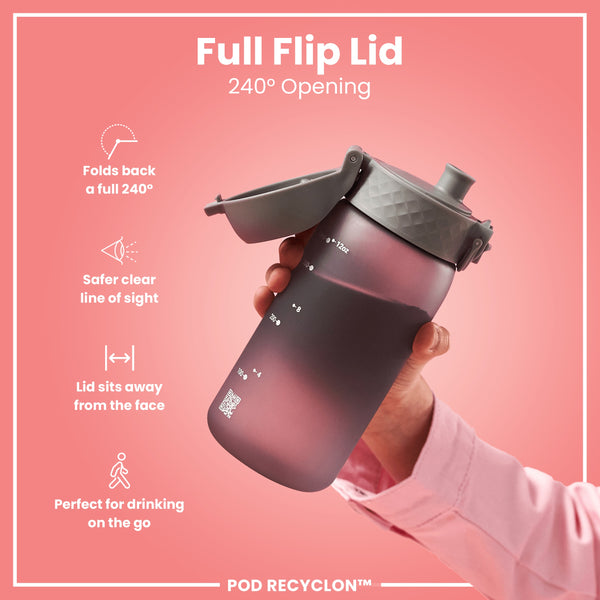 Botella de agua antifugas para niños, Recyclon, Gris, 350ml (12oz)