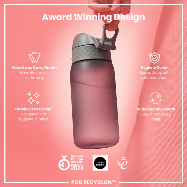 Botella de agua antifugas para niños, Recyclon, Gris, 350ml (12oz)