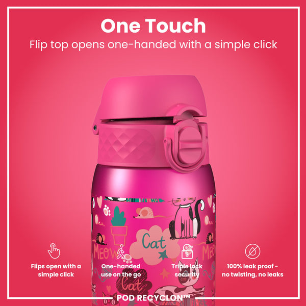Botella de agua antifugas para niños, Recyclon, Gatitos, 350ml (12oz)