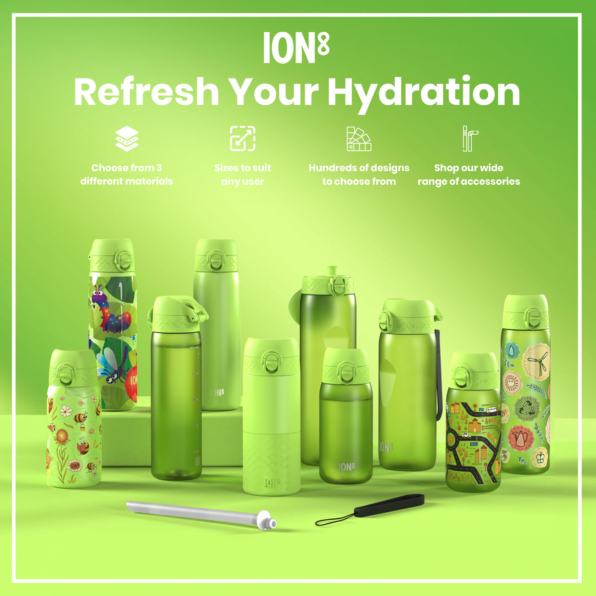 Botella de agua antifugas de 1 litro, Recyclon, Verde, 1L