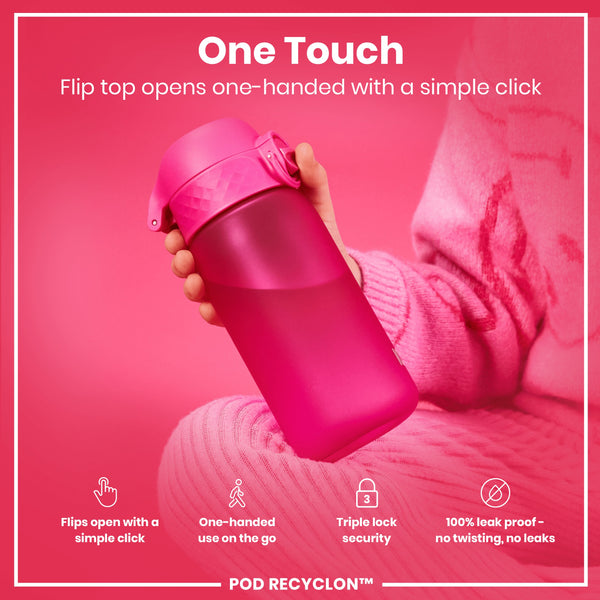 Botella antifugas para niños, Recyclon, Rosa, 350ml (12oz)