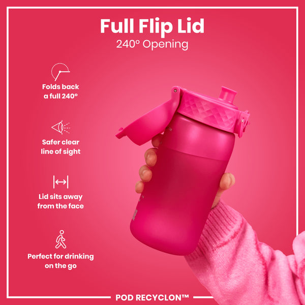 Botella antifugas para niños, Recyclon, Rosa, 350ml (12oz)