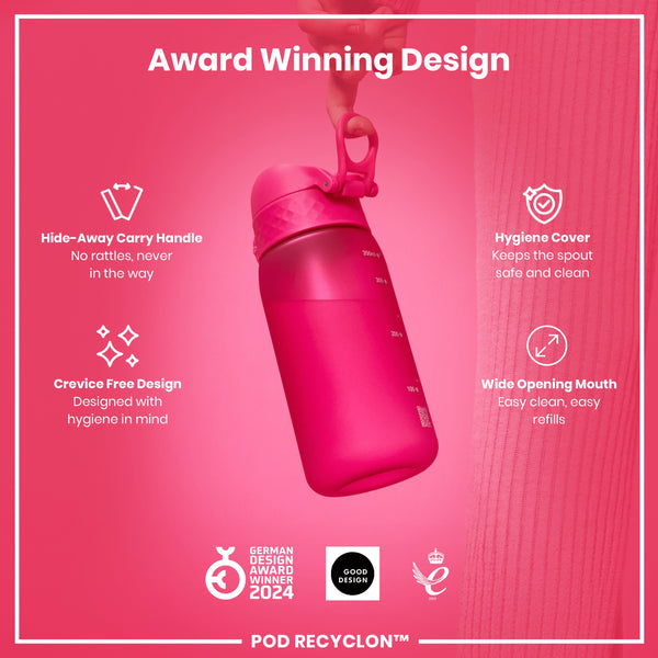 Botella antifugas para niños, Recyclon, Rosa, 350ml (12oz)