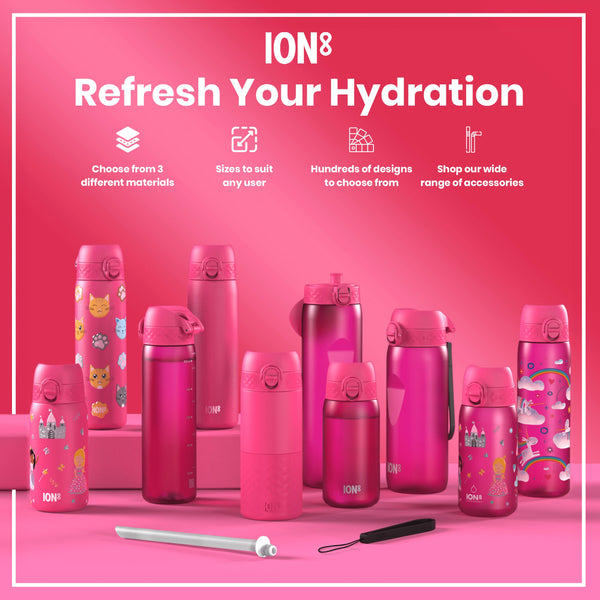 Botella antifugas para niños, Recyclon, Rosa, 350ml (12oz)