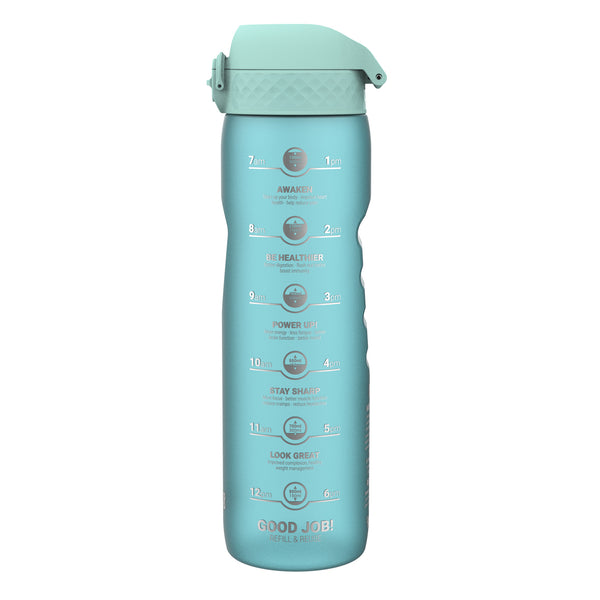 Leak Proof 1 Litre Water Bottle with Times to Drink, Recyclon, Sonic Blue, 1L