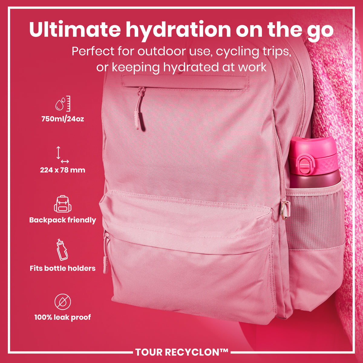 Bottle, Recyclon, Pink, 750ml