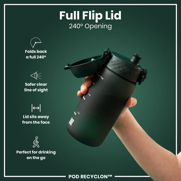 Botella de agua antifugas para niños, Recyclon, Verde oscuro, 350ml (12oz)