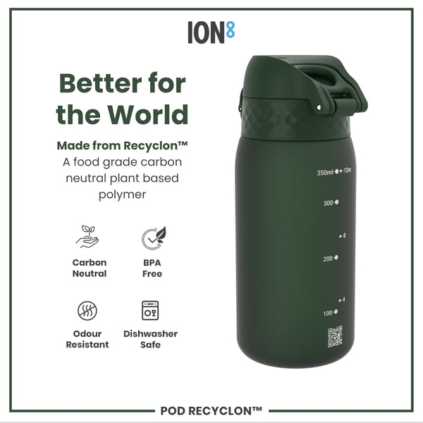 Botella de agua antifugas para niños, Recyclon, Verde oscuro, 350ml (12oz)