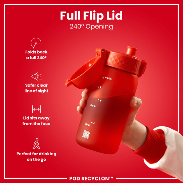 Botella de agua para niños antifugas, Recyclon, Roja, 350ml (12oz)