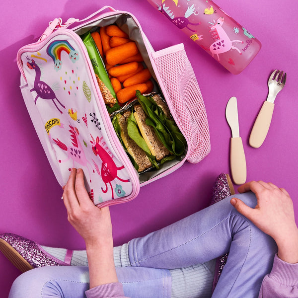 Kids Lunch Bag, Insulated, Unicorns, Medium