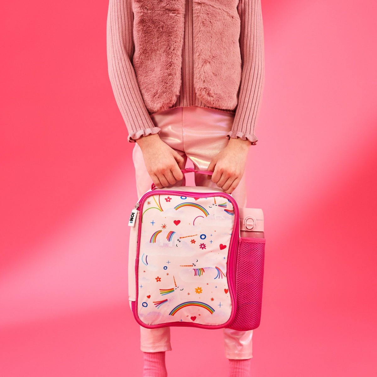 Kids Lunch Bag, Insulated, Unicorn Rainbows, Medium