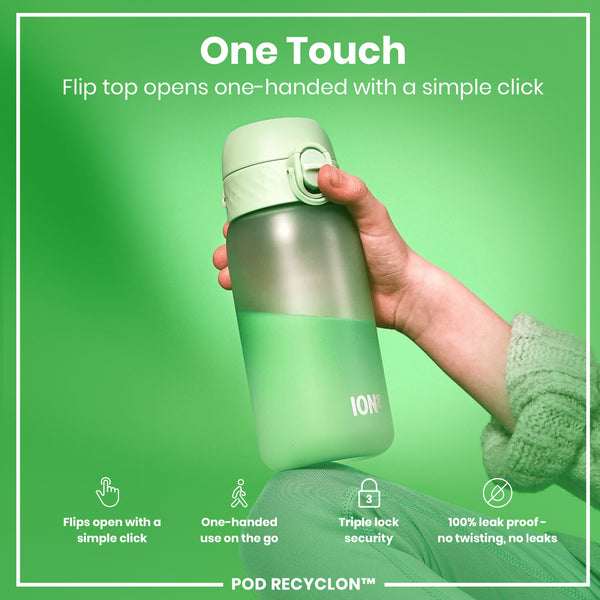 Botella de agua antifugas para niños, Recyclon, Verde Surf, 350ml (12oz)