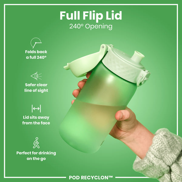 Botella de agua antifugas para niños, Recyclon, Verde Surf, 350ml (12oz)