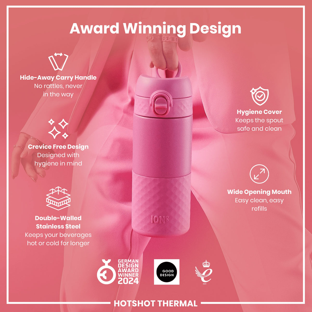 acero inoxidable con aislamiento, vaso térmico, Rose Bloom, 360ml