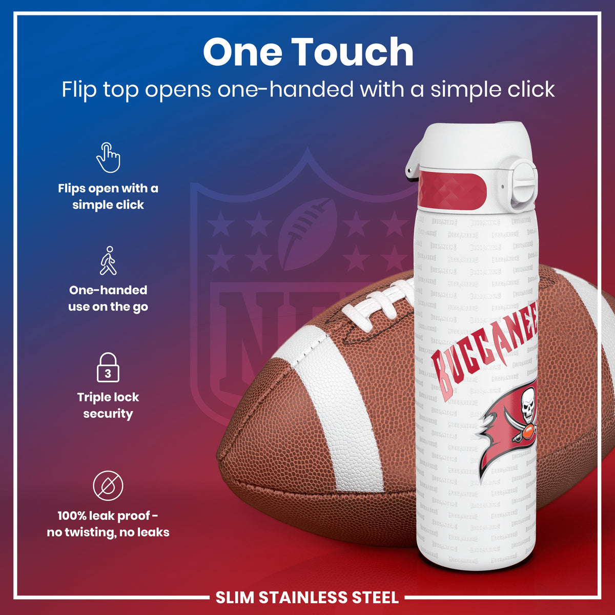 Botella de agua NFL antifugas, acero inoxidable, Arizona Cardinals, 600ml (20oz)