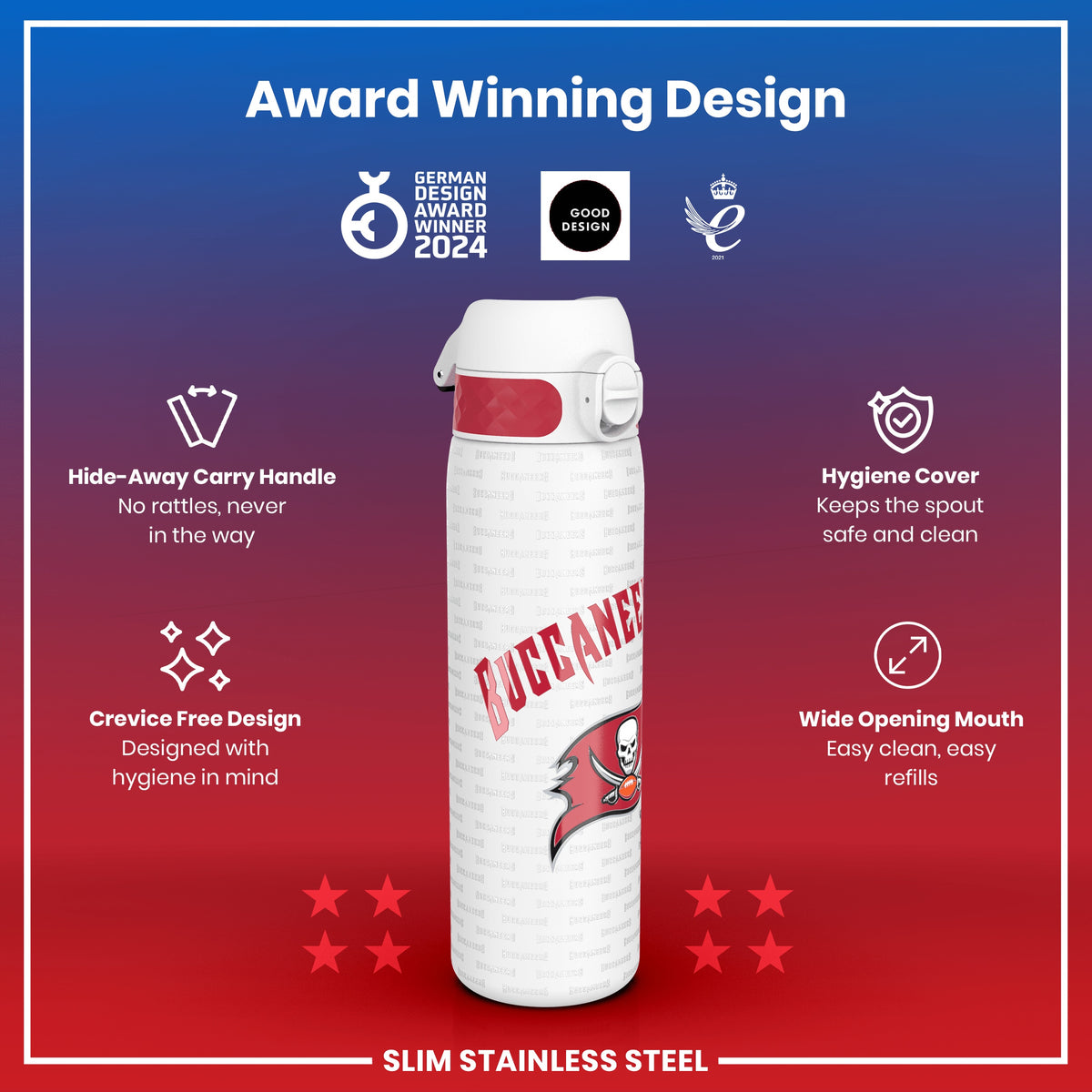 Botella de agua NFL antifugas, acero inoxidable, Arizona Cardinals, 600ml (20oz)