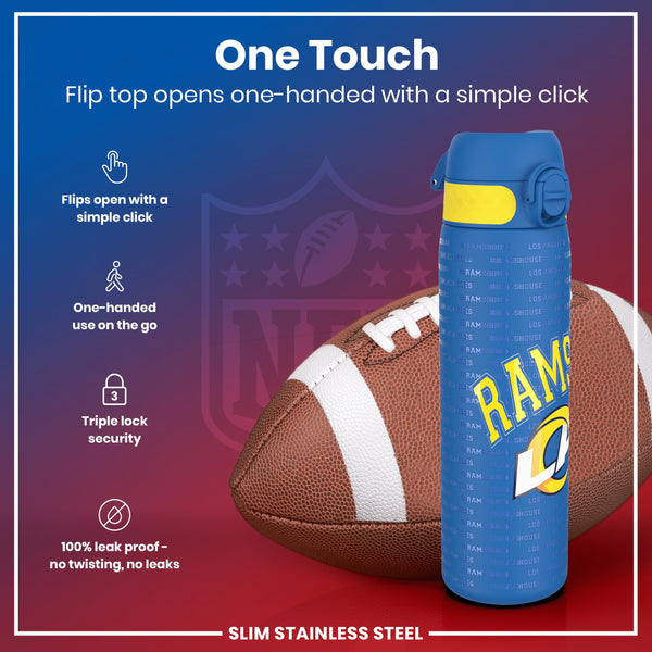Botella de agua NFL antifugas, acero inoxidable, Los Angeles Rams, 600 ml (20 oz)