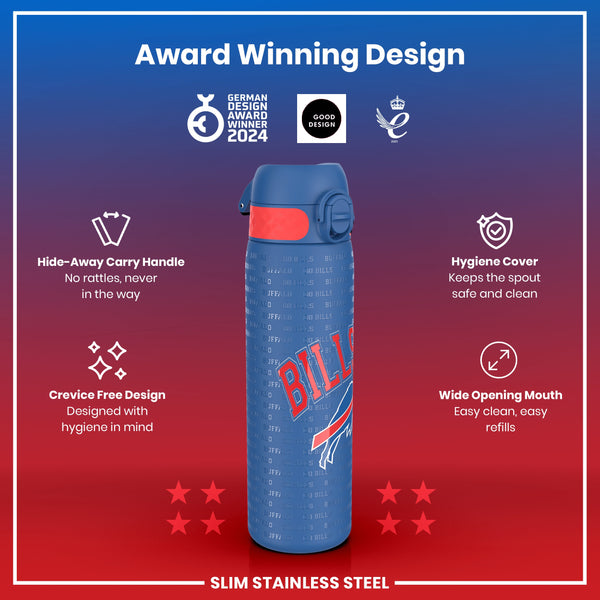 Botella de Agua NFL Antifugas, Acero Inoxidable, Buffalo Bills, 600ml (20oz)