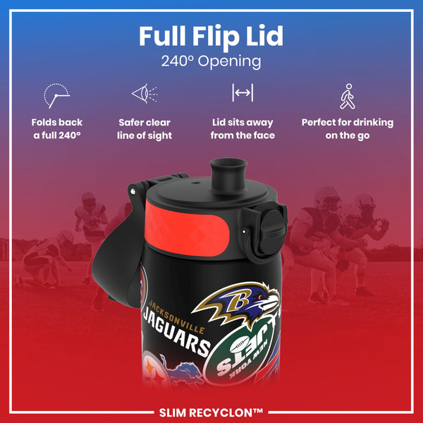 Botella de agua NFL antifugas, Recyclon, logotipos de parches, 500ml (18oz)