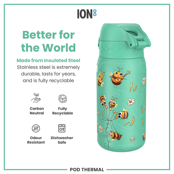 Botella de Agua Térmica de Acero Inoxidable antifugas, Aislada, Abejas, 320ml (11oz)