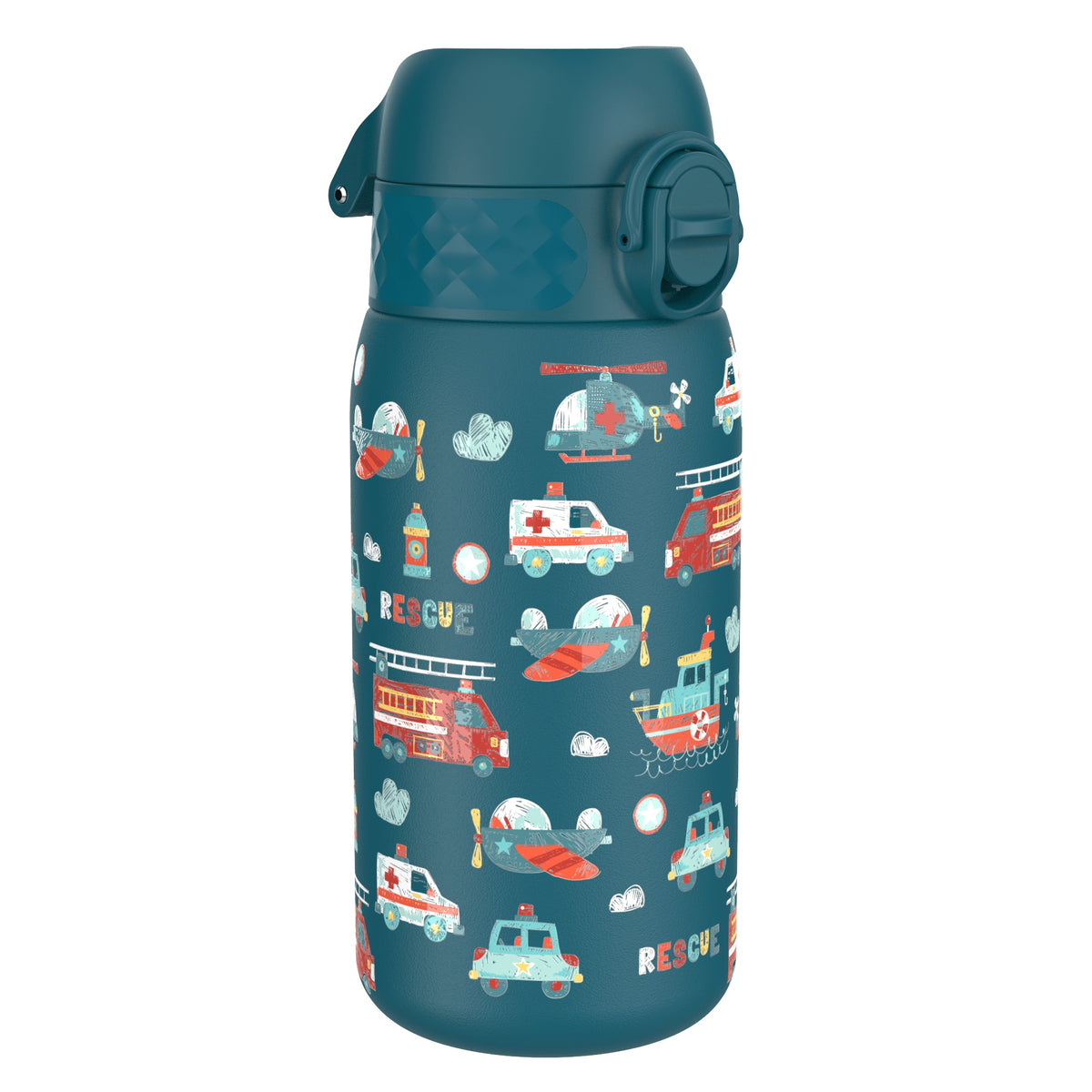 Botella de agua de acero inoxidable antifugas para niños, vehículos de rescate, 400ml (13oz)