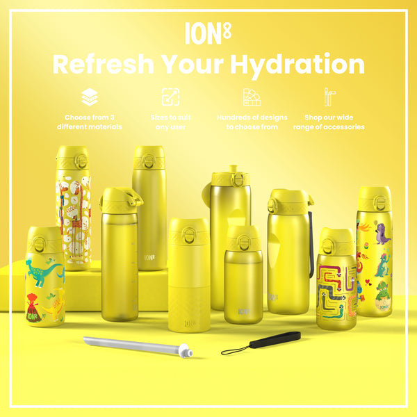 Leak Proof 1 Litre Water Bottle, Stainless Steel, Yellow, 1L