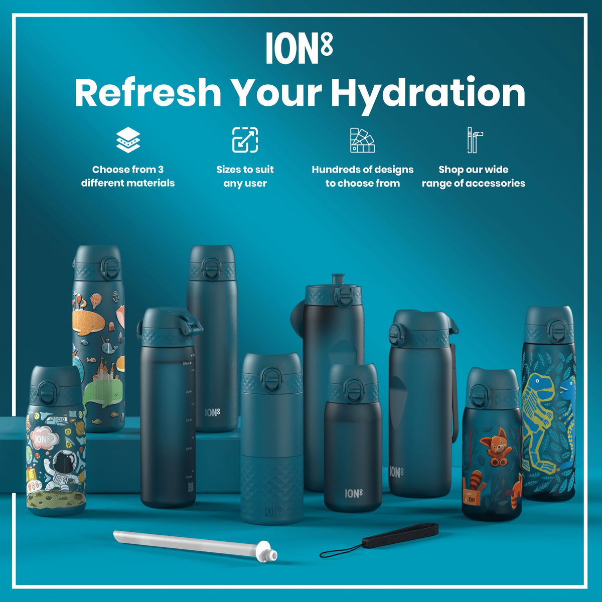 Leak Proof Kids Water Bottle, Recyclon, Red Pandas, 350ml (12oz)