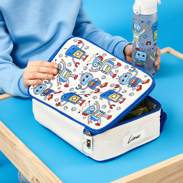 Kids Lunch Bag, Insulated, Robots, Medium