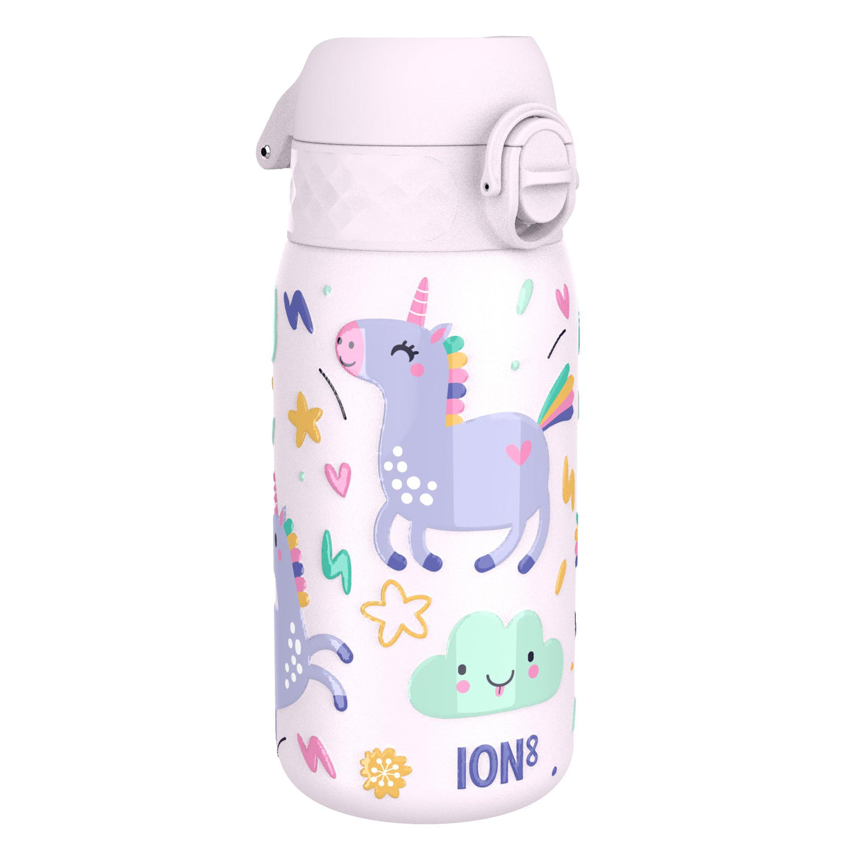 Botella de agua antifugas para niños, acero inoxidable, unicornios, 400ml
