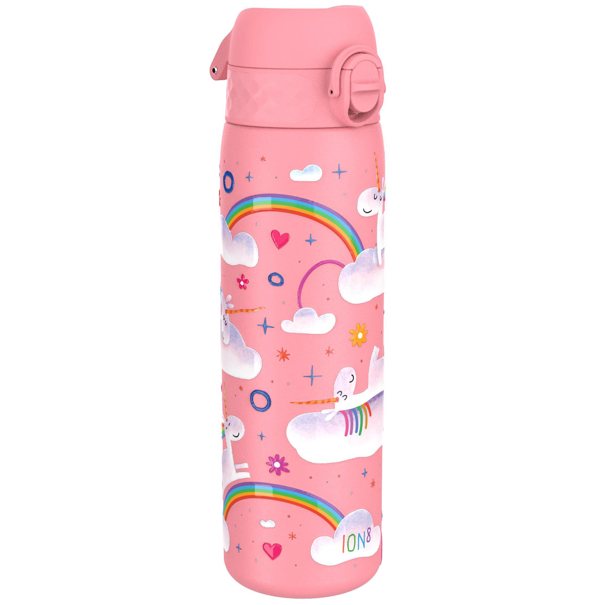 Botella de agua estrecha antifugas, acero inoxidable, unicornio arcoíris, 600 ml (20 oz)