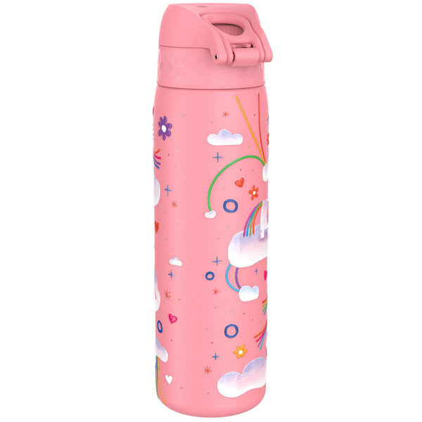 Botella de agua estrecha antifugas, acero inoxidable, unicornio arcoíris, 600 ml (20 oz)