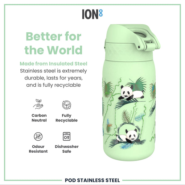 Leak Proof Thermal Steel Water Bottle, Insulated, Pandas, 320ml (11oz)