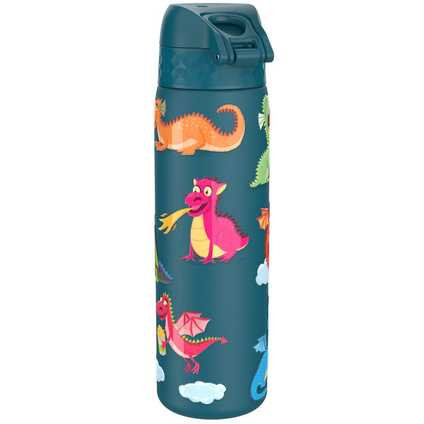 Botella de agua estrecha antifugas, acero inoxidable, Dragones, 600ml (20oz)