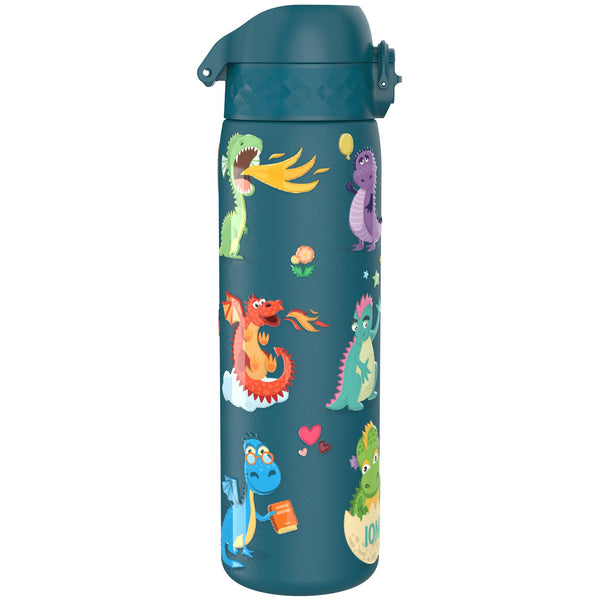 Botella de agua estrecha antifugas, acero inoxidable, Dragones, 600ml (20oz)